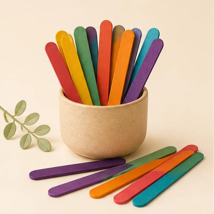 Palitos de madera en colores variados